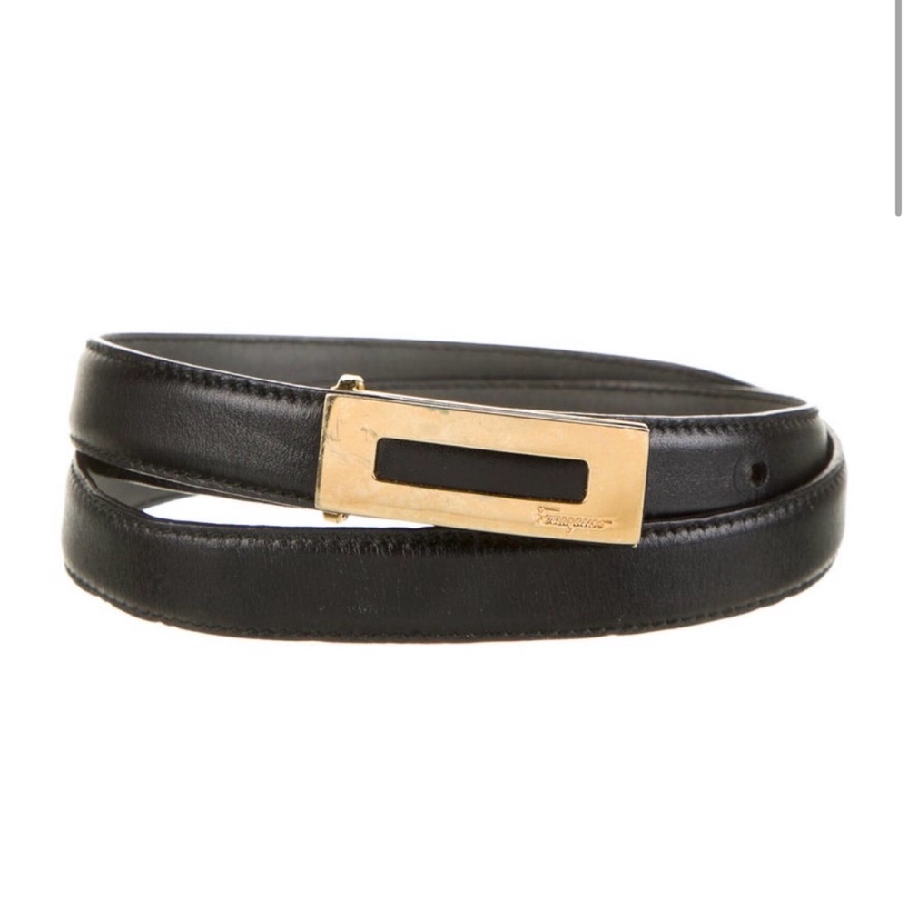 Salvatore Ferragamo Skinny Leather Belt Size S